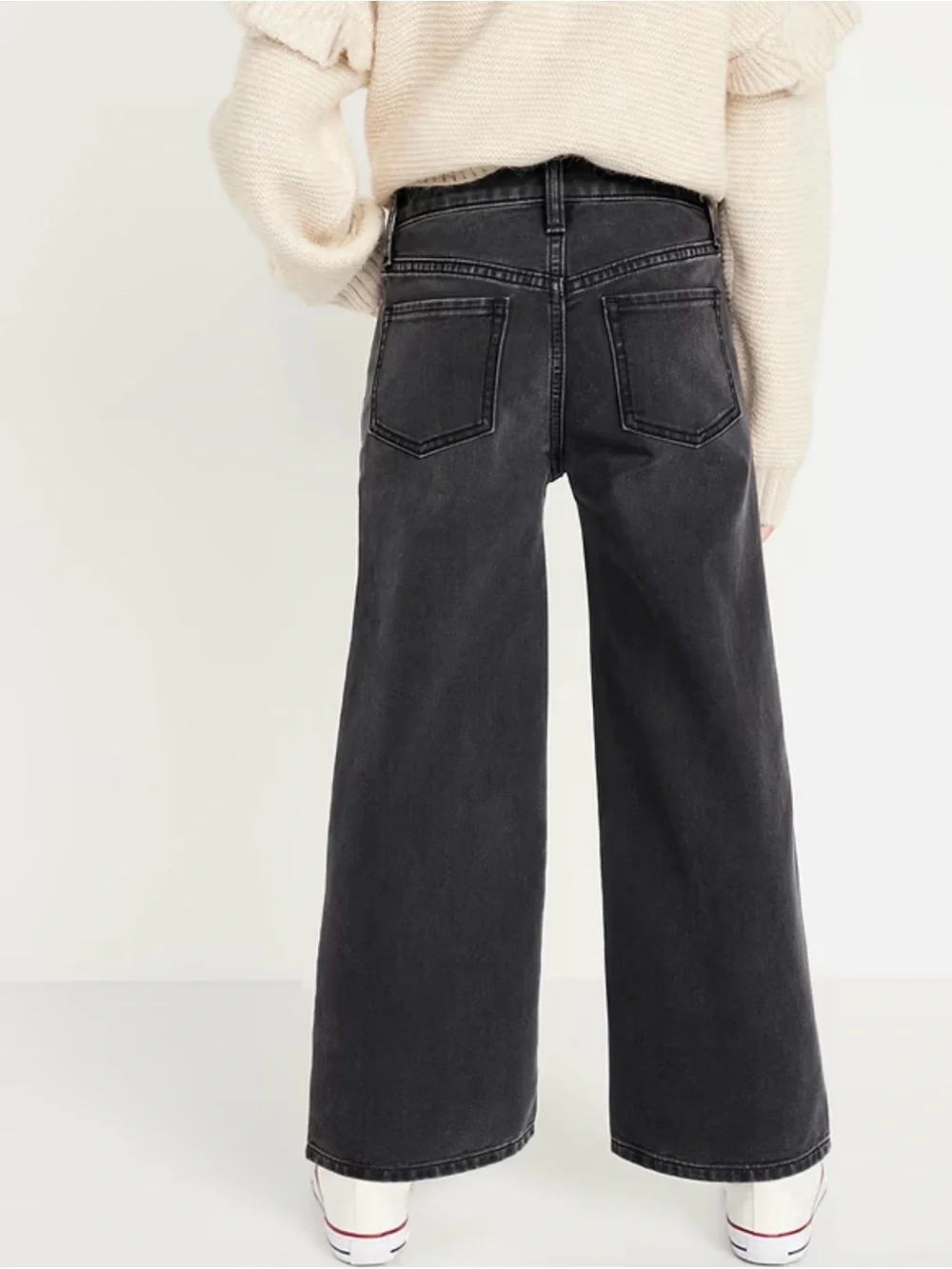 Old Navy | Girl’s Black Rinse High-Waisted Baggy Wide-Leg Jeans Denim Jeans, 10